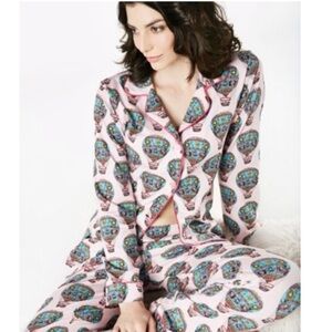 BedHead Long Sleeve Pajama Top Stretch Hot Air Balloons Print Small